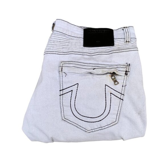 VINTAGE True Religion Jeans Size 36 MOTO White Stained - Picture 3 of 12